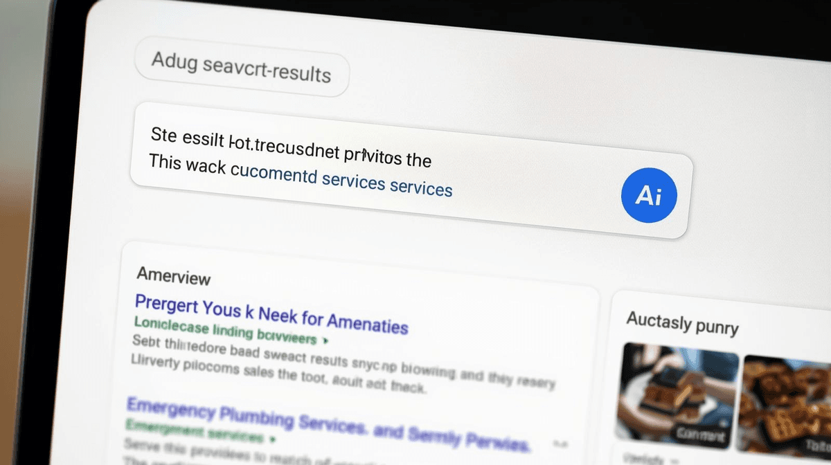 Google検索結果の最上部に表示されたAI概要の画面。店舗情報がAIO対策によって掲載されているイメージ。
