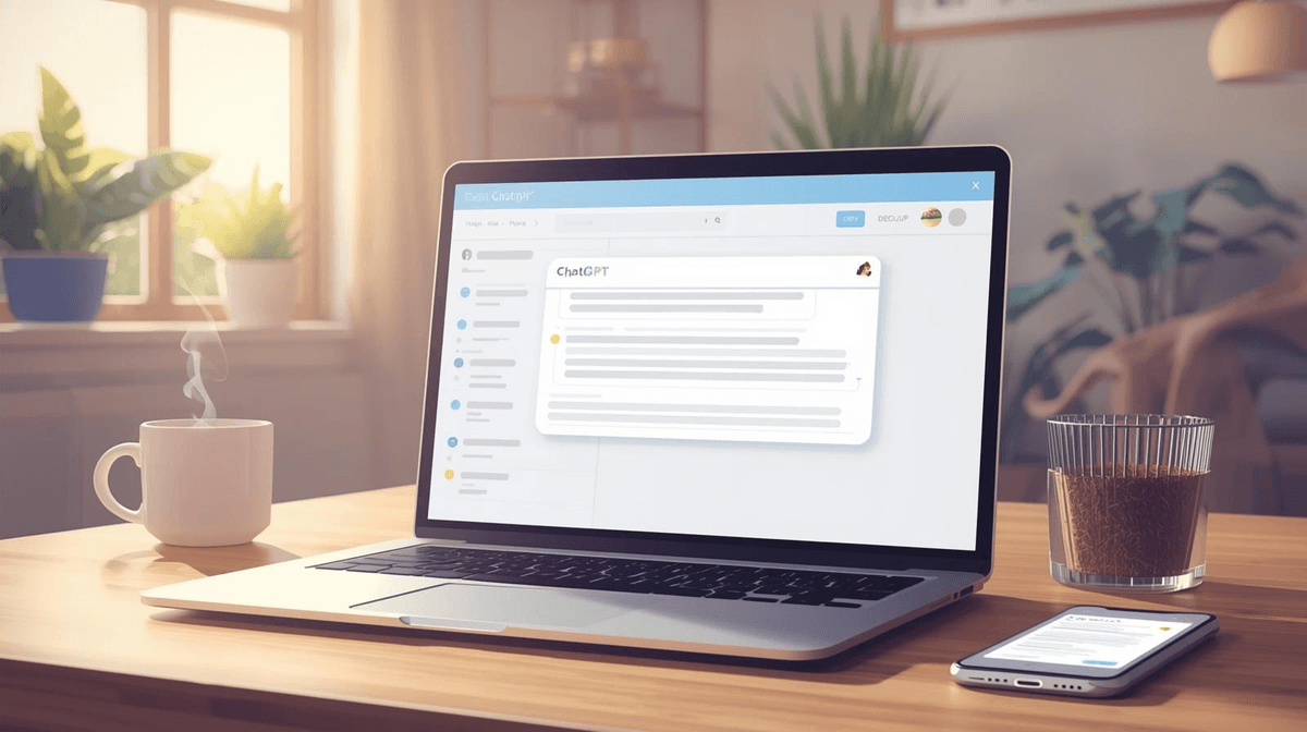 パソコンの画面に表示された生成AIのチャット画面。店舗の集客コンテンツを生成AIで作成しているイメージ。
